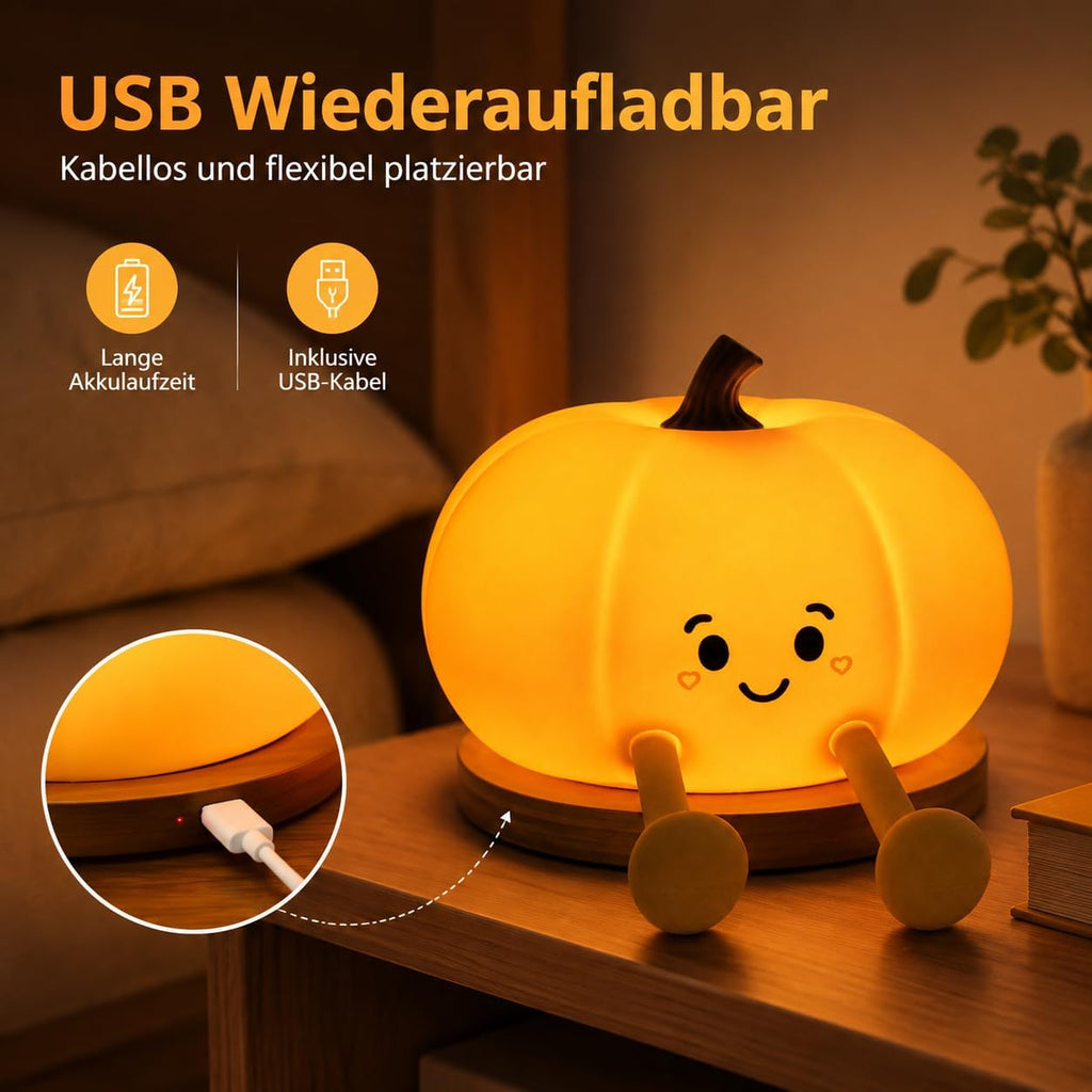 Herbst Kürbis Lampe Halloween Deko LED Nachtlicht mit Touch Dimmer