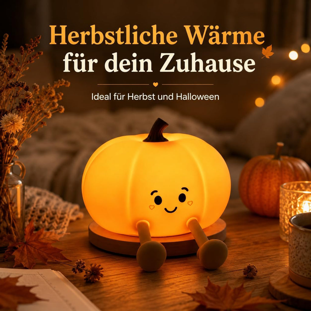 Herbst Kürbis Lampe Halloween Deko LED Nachtlicht mit Touch Dimmer