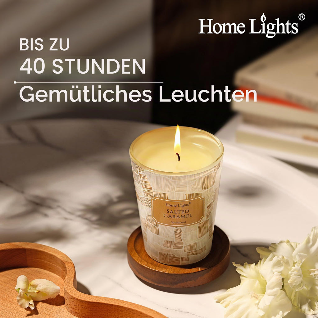 Home Lights Duftkerzen im glas 510g Soja Kerzen 4-Wick Kerzengläser Aromatherapie, Rauchfrei, 50h vollverbrannte Duftkerze Herbstkranz