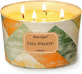 Home Lights Duftkerzen im glas 510g Soja Kerzen 4-Wick Kerzengläser Aromatherapie, Rauchfrei, 50h vollverbrannte Duftkerze Herbstkranz
