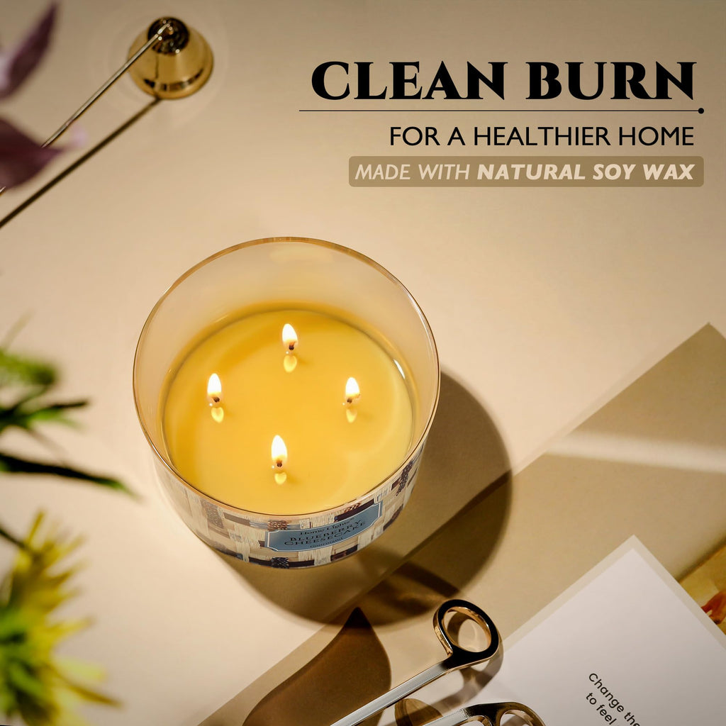 Home Lights Duftkerzen im glas 510g Soja Kerzen 4-Wick Kerzengläser Aromatherapie, Rauchfrei, 50h vollverbrannte Duftkerze Herbstkranz