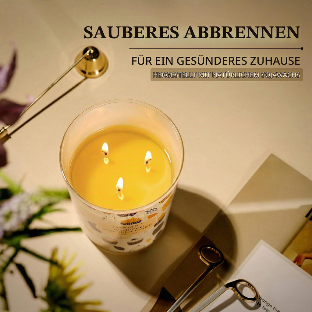 Home Lights Duftkerzen im glas 510g Soja Kerzen 4-Wick Kerzengläser Aromatherapie, Rauchfrei, 50h vollverbrannte Duftkerze Herbstkranz