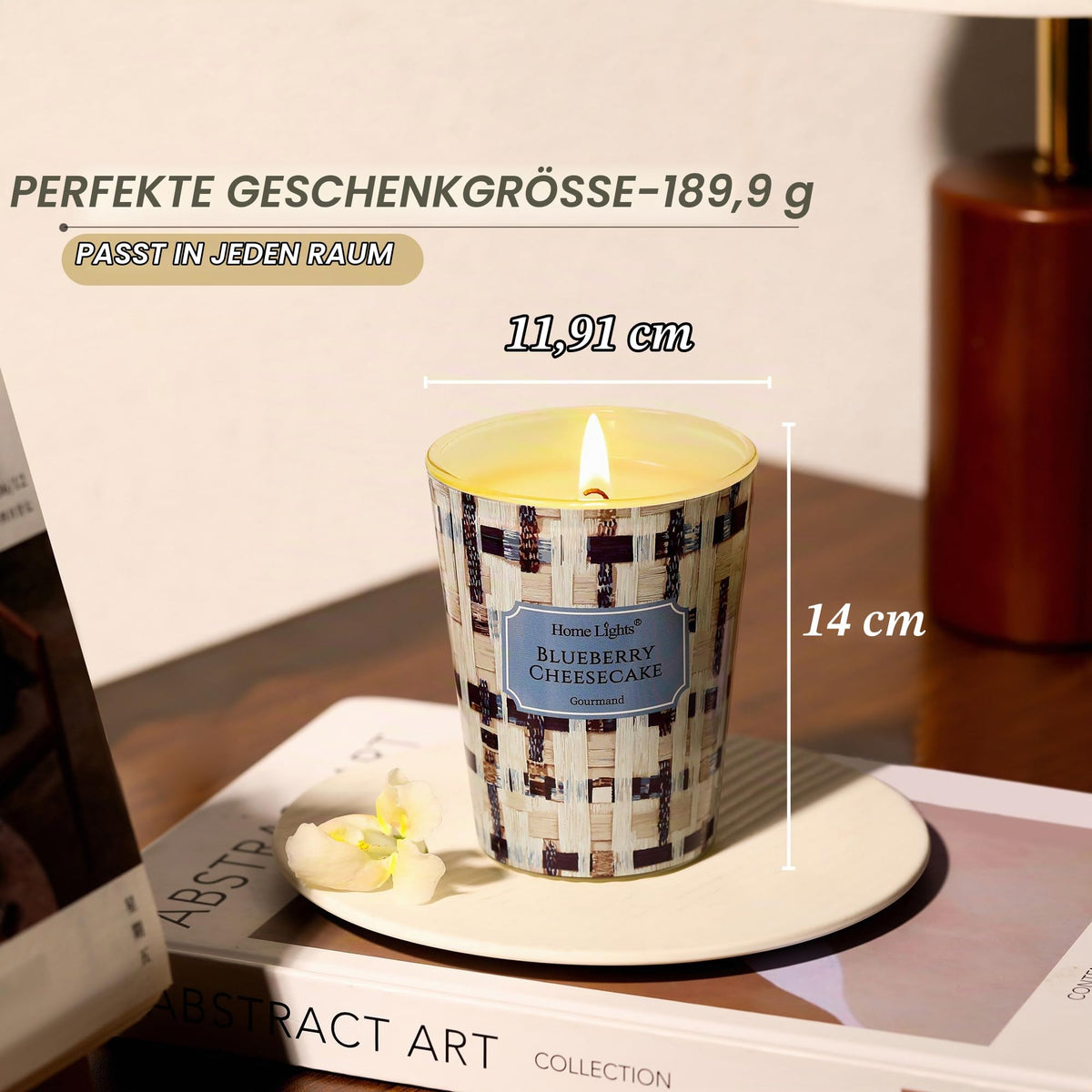 Home Lights Duftkerzen im glas 510g Soja Kerzen 4-Wick Kerzengläser Aromatherapie, Rauchfrei, 50h vollverbrannte Duftkerze Herbstkranz