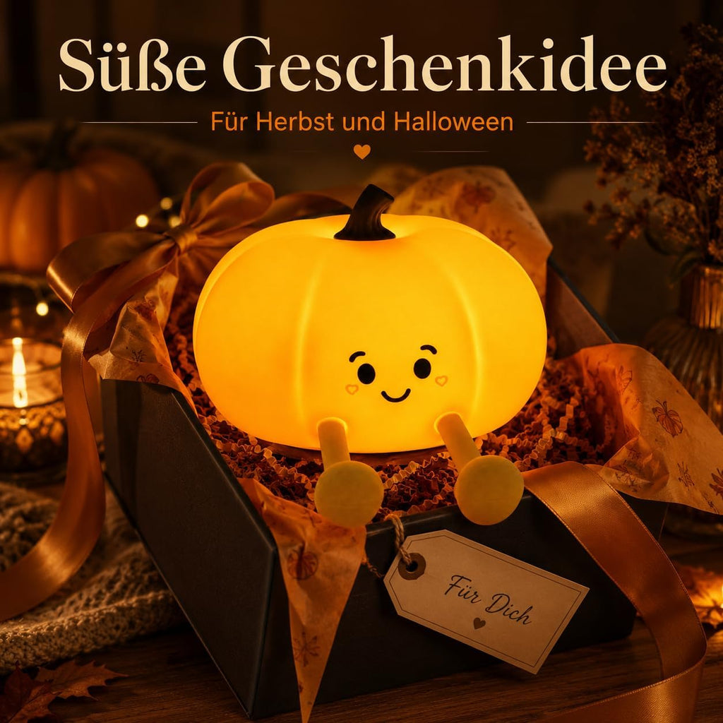 Herbst Kürbis Lampe Halloween Deko LED Nachtlicht mit Touch Dimmer