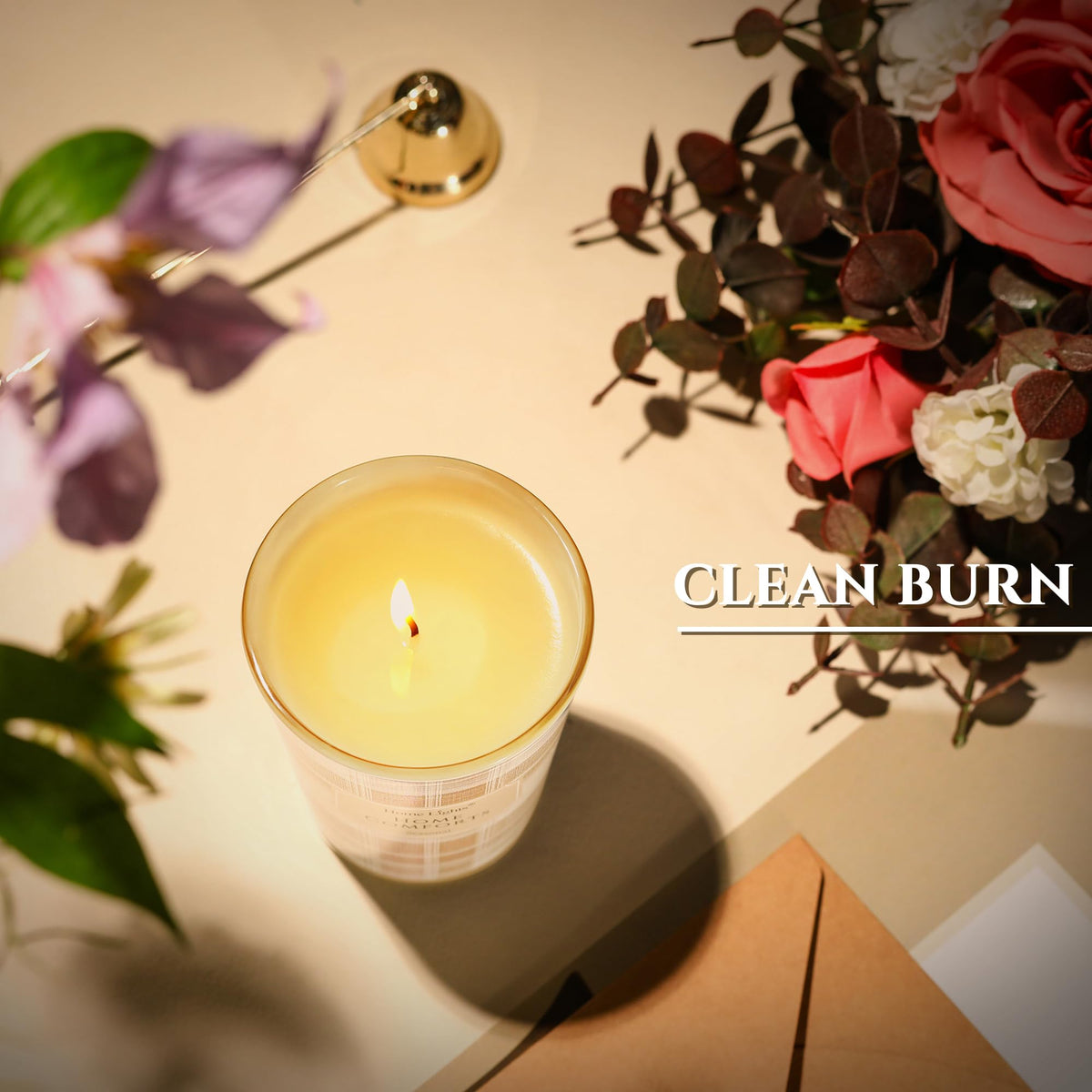 Home Lights Duftkerzen im glas 510g Soja Kerzen 4-Wick Kerzengläser Aromatherapie, Rauchfrei, 50h vollverbrannte Duftkerze Herbstkranz