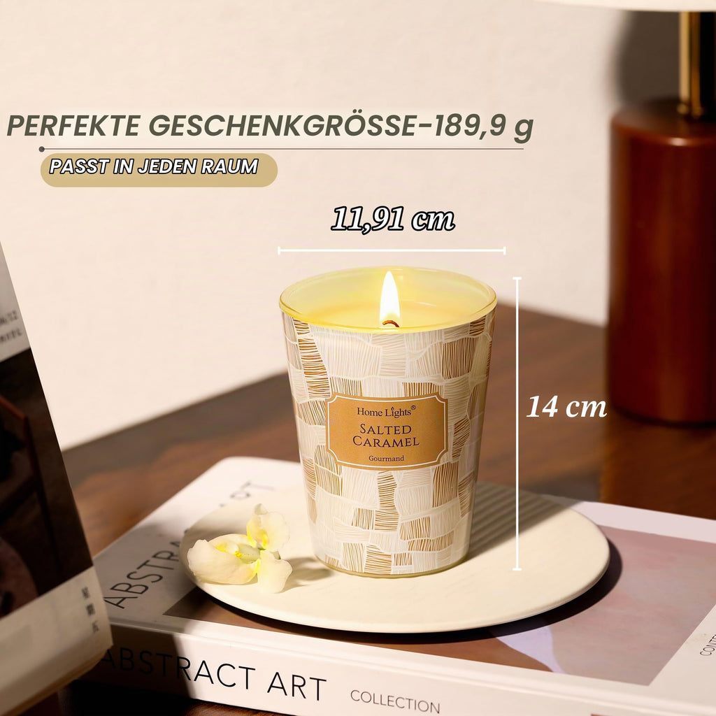 Home Lights Duftkerzen im glas 510g Soja Kerzen 4-Wick Kerzengläser Aromatherapie, Rauchfrei, 50h vollverbrannte Duftkerze Herbstkranz