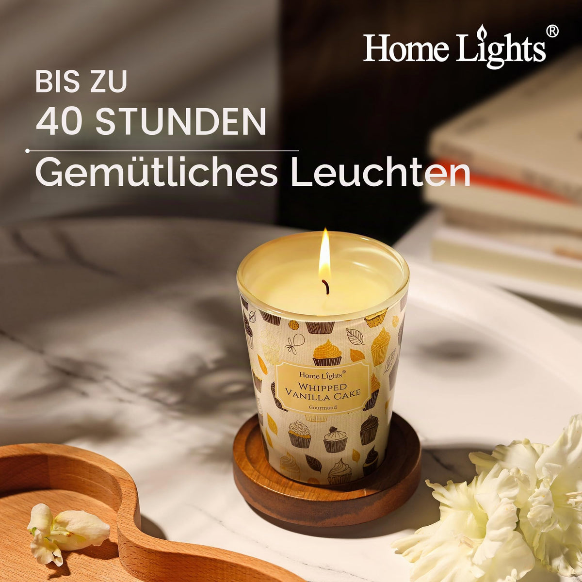 Home Lights Duftkerzen im glas 510g Soja Kerzen 4-Wick Kerzengläser Aromatherapie, Rauchfrei, 50h vollverbrannte Duftkerze Herbstkranz