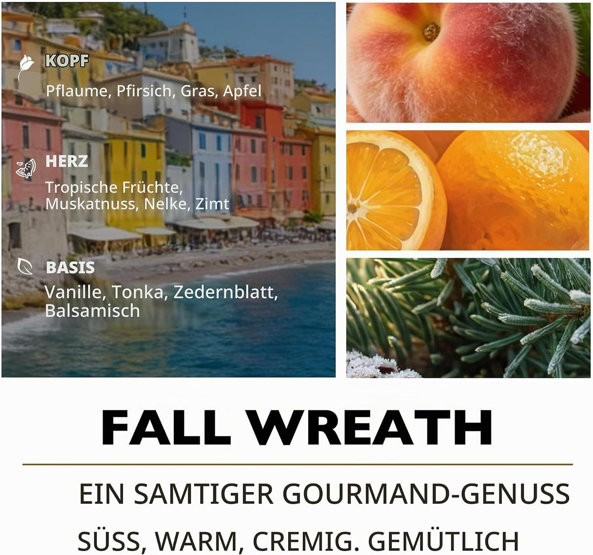 Home Lights Duftkerzen im glas 510g Soja Kerzen 4-Wick Kerzengläser Aromatherapie, Rauchfrei, 50h vollverbrannte Duftkerze Herbstkranz