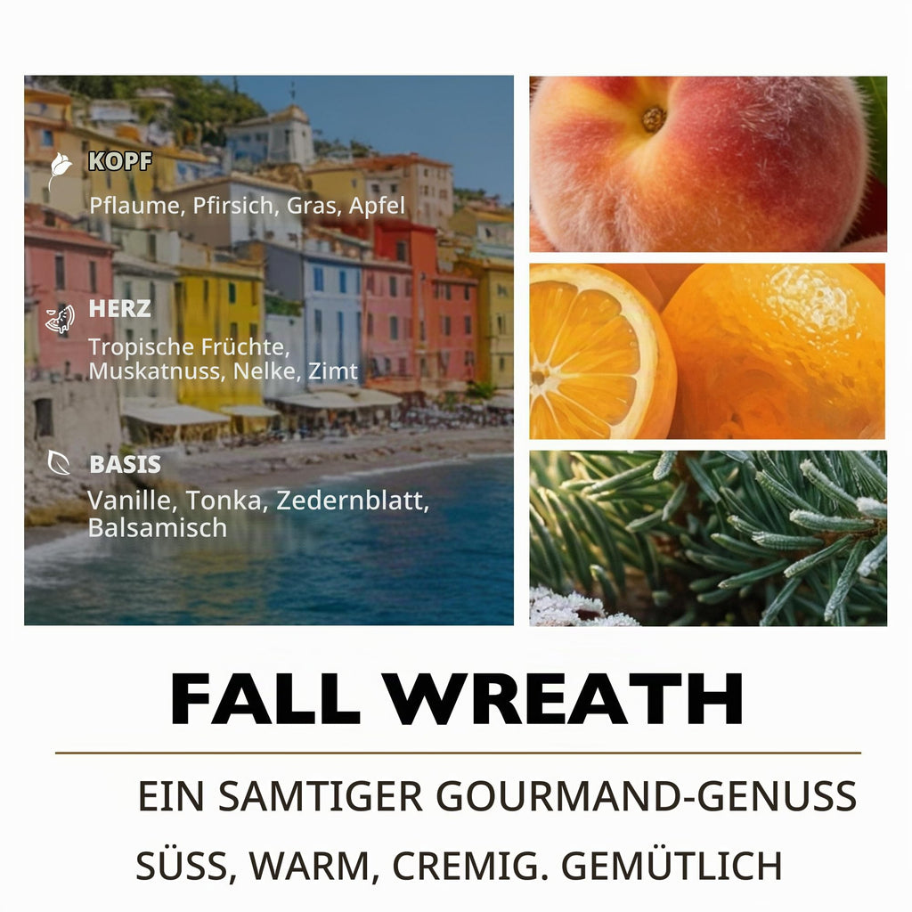 Home Lights Duftkerzen im glas 510g Soja Kerzen 4-Wick Kerzengläser Aromatherapie, Rauchfrei, 50h vollverbrannte Duftkerze Herbstkranz