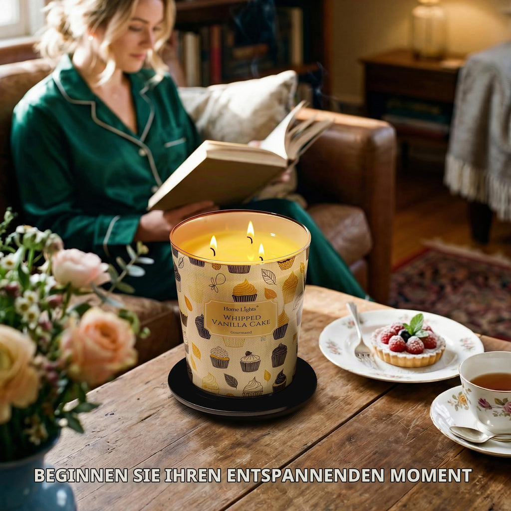 Home Lights Duftkerzen im glas 510g Soja Kerzen 4-Wick Kerzengläser Aromatherapie, Rauchfrei, 50h vollverbrannte Duftkerze Herbstkranz