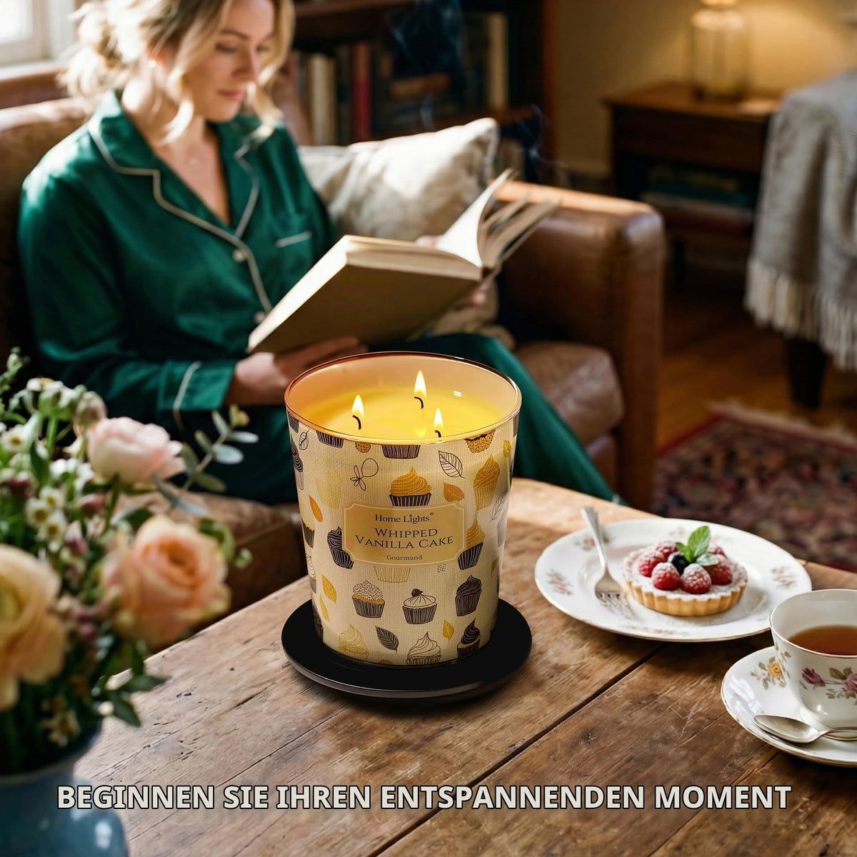 Home Lights Duftkerzen im glas 510g Soja Kerzen 4-Wick Kerzengläser Aromatherapie, Rauchfrei, 50h vollverbrannte Duftkerze Herbstkranz