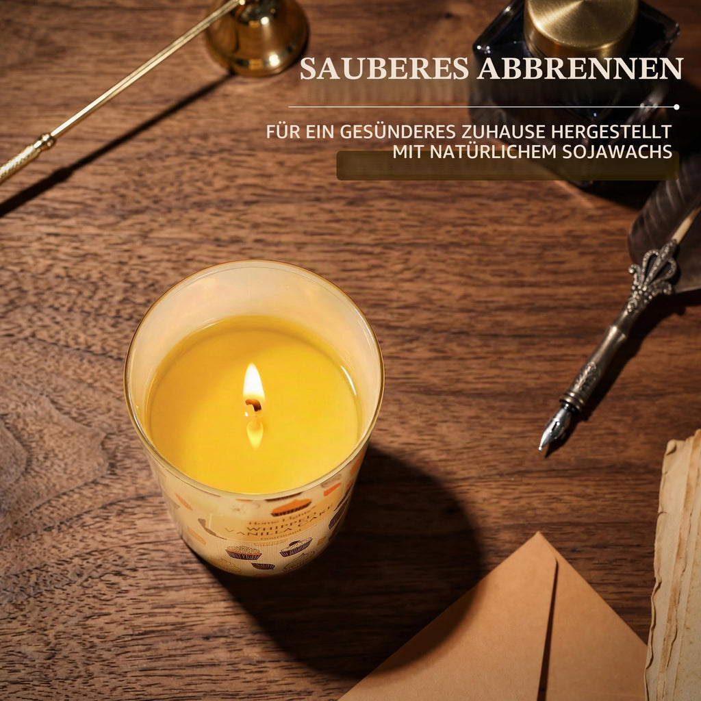 Home Lights Duftkerzen im glas 510g Soja Kerzen 4-Wick Kerzengläser Aromatherapie, Rauchfrei, 50h vollverbrannte Duftkerze Herbstkranz