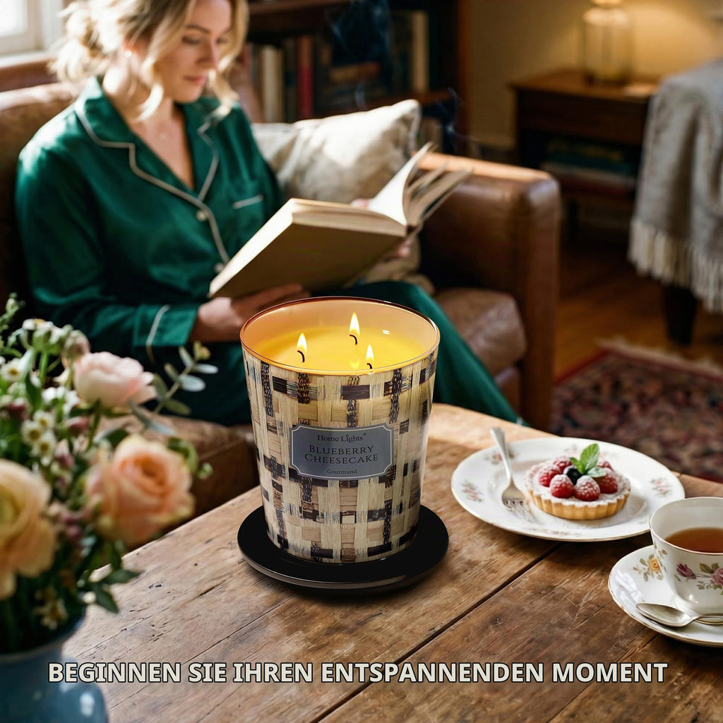 Home Lights Duftkerzen im glas 510g Soja Kerzen 4-Wick Kerzengläser Aromatherapie, Rauchfrei, 50h vollverbrannte Duftkerze Herbstkranz