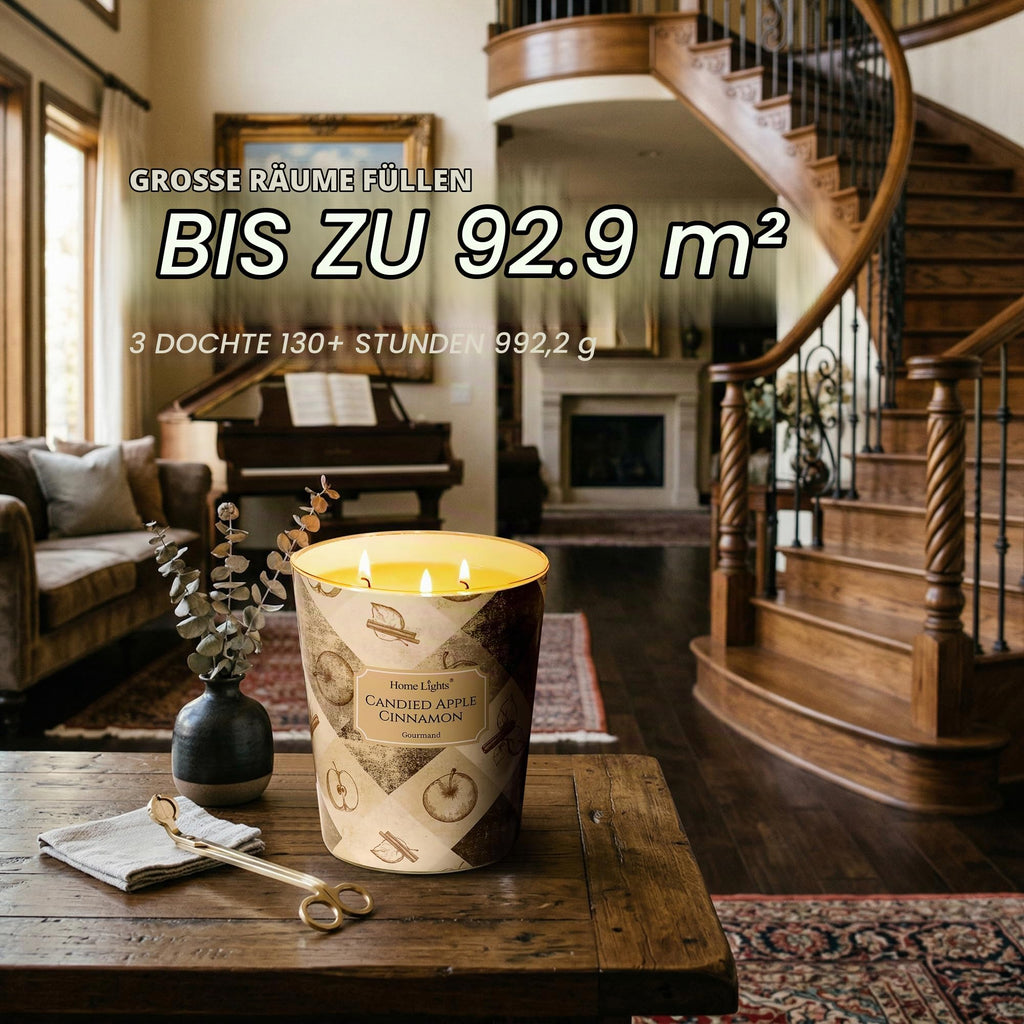Home Lights Duftkerzen im glas 510g Soja Kerzen 4-Wick Kerzengläser Aromatherapie, Rauchfrei, 50h vollverbrannte Duftkerze Herbstkranz