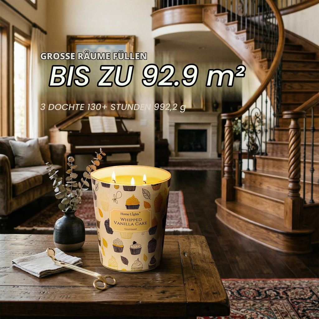 Home Lights Duftkerzen im glas 510g Soja Kerzen 4-Wick Kerzengläser Aromatherapie, Rauchfrei, 50h vollverbrannte Duftkerze Herbstkranz