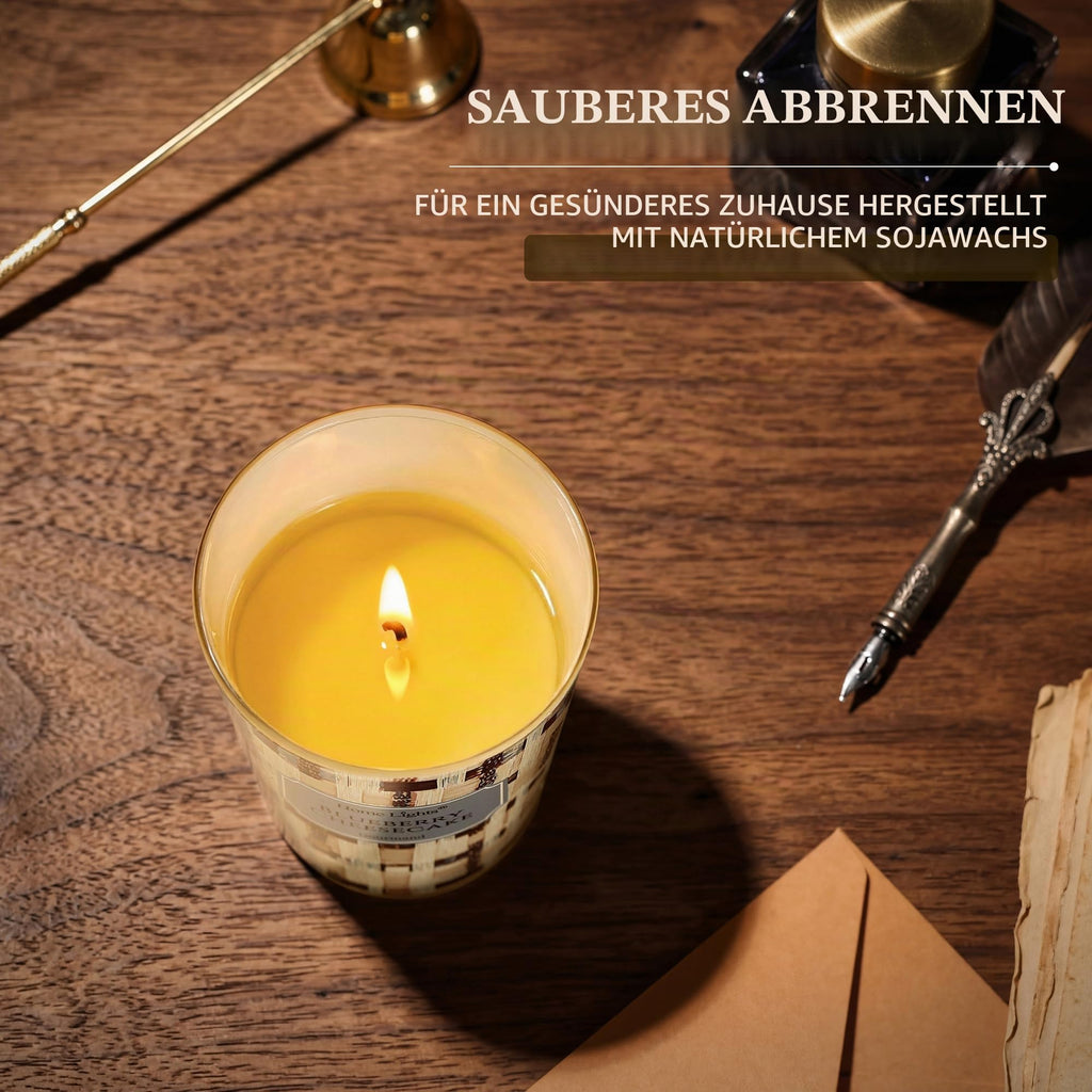 Home Lights Duftkerzen im glas 510g Soja Kerzen 4-Wick Kerzengläser Aromatherapie, Rauchfrei, 50h vollverbrannte Duftkerze Herbstkranz