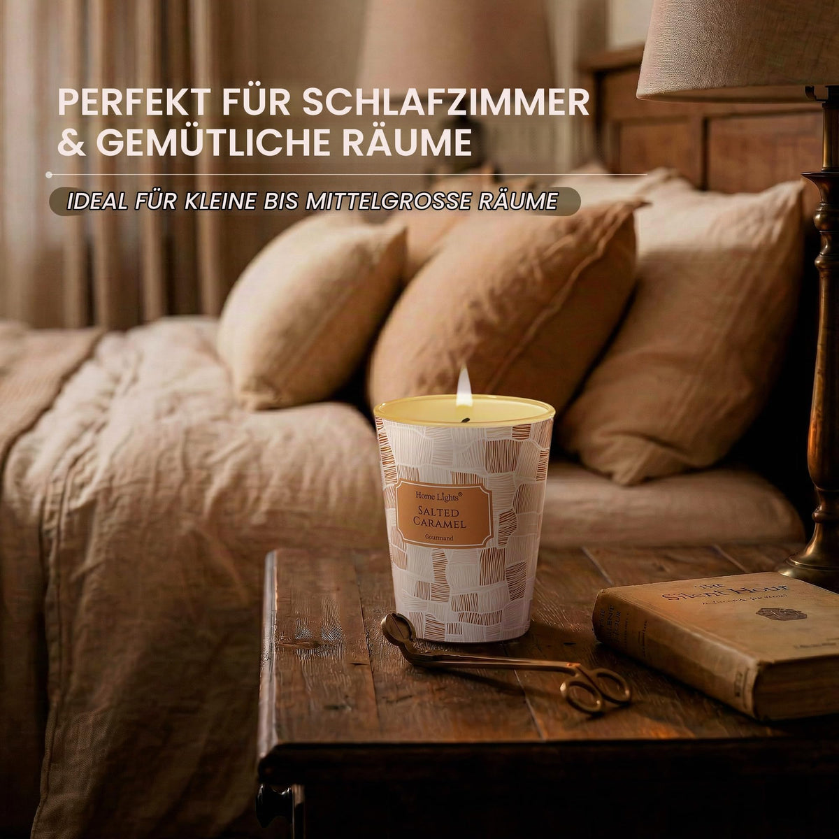 Home Lights Duftkerzen im glas 510g Soja Kerzen 4-Wick Kerzengläser Aromatherapie, Rauchfrei, 50h vollverbrannte Duftkerze Herbstkranz