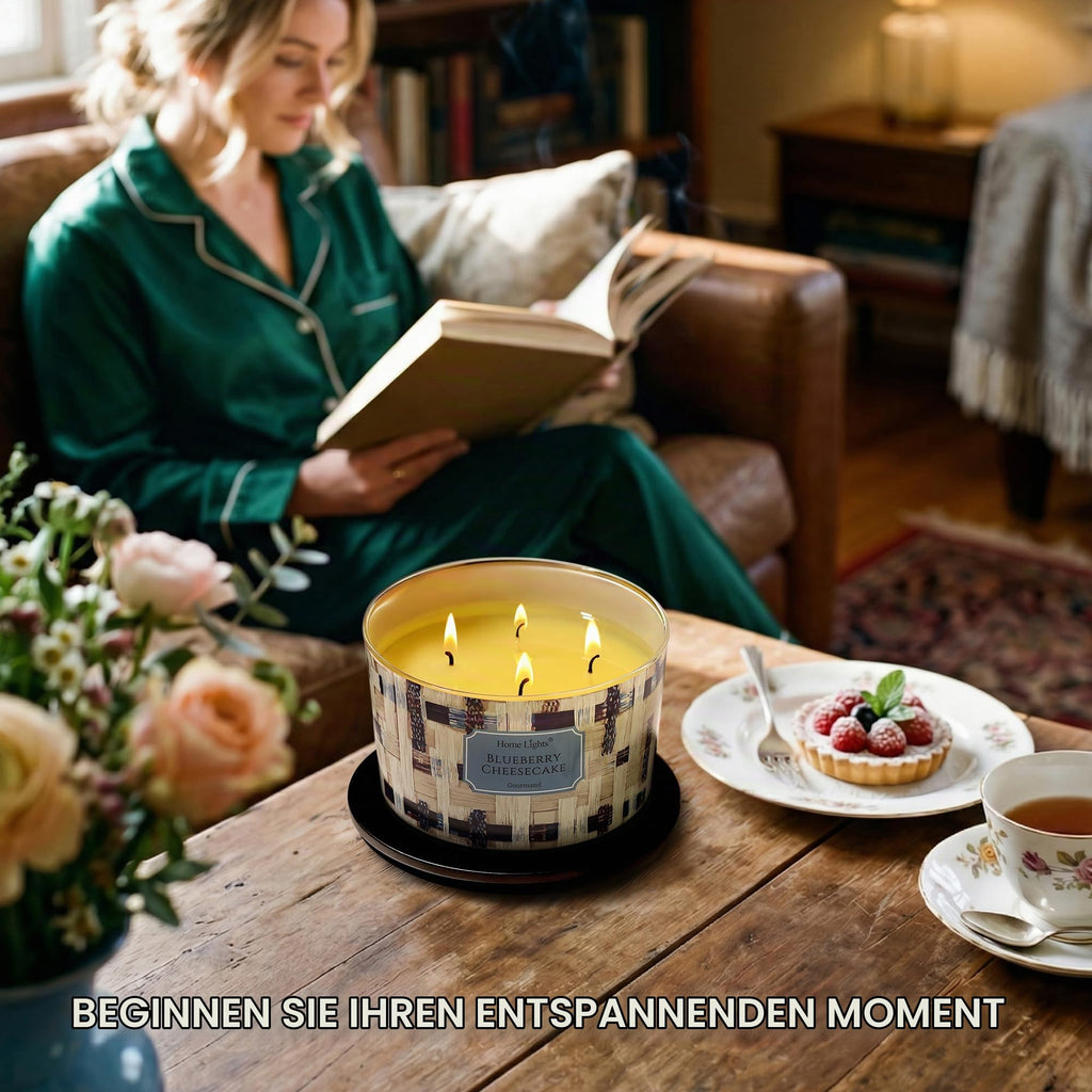 Home Lights Duftkerzen im glas 510g Soja Kerzen 4-Wick Kerzengläser Aromatherapie, Rauchfrei, 50h vollverbrannte Duftkerze Herbstkranz