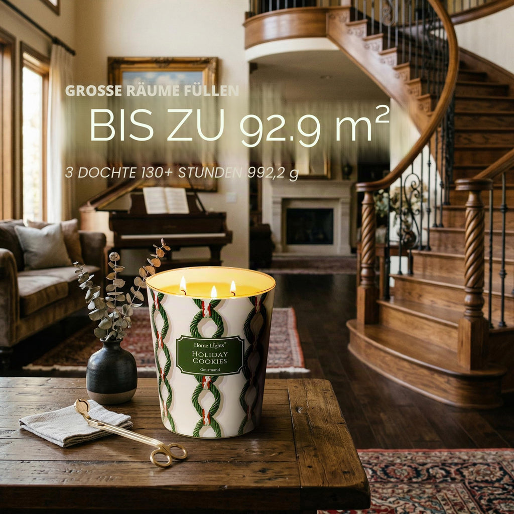 Home Lights Duftkerzen im glas 510g Soja Kerzen 4-Wick Kerzengläser Aromatherapie, Rauchfrei, 50h vollverbrannte Duftkerze Herbstkranz